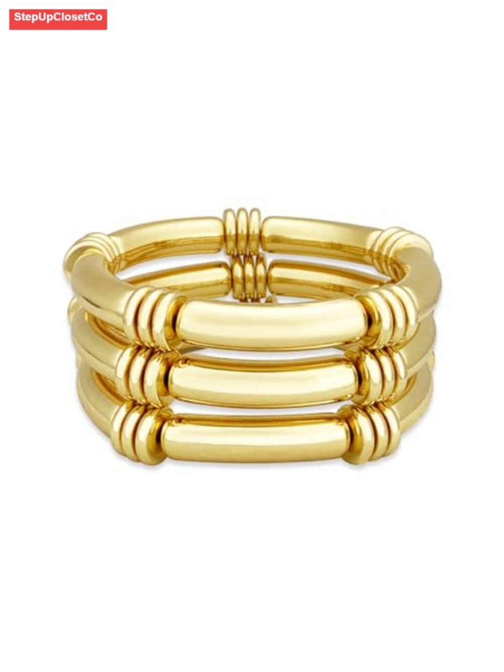5 Piece Gold Plated Chunky Bangle Bracelets Set for Women Stretchable
